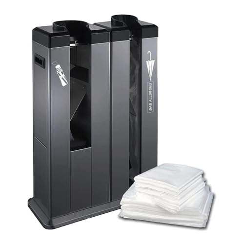 KK-GAL Double Head Umbrella Stand, Automatic Wet Umbrella Bag Wrapper, Stainless Steel Umbrella Packing & Wrapping Machine with 1200 Bags, Commercial Umbrella Bag Machine,Black