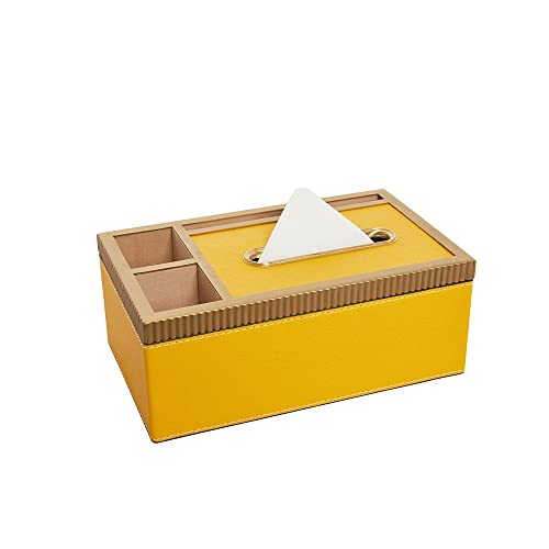 UWEREBFM Caja de pañuelos de latón y cuero, caja de almacenamiento multifunción, para sala de estar, mesa de centro, decoración de oficina, soporte para caja de pañuelos
