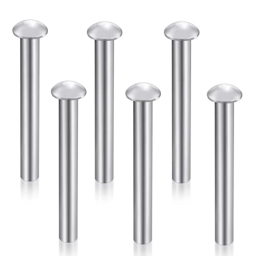 6 Pcs Rivet Solid Round Head Aluminum Rivets Countersunk Solid Rivets for Shovel Spade Fork Rake Hoe Handle Repair Garden Lawnmower Industrial Household Use(50 x 6 mm)