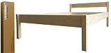 LIEGEWERK Holzbett Seniorenbett mit Kopfteil 90x200 erhöhtes Bett Holz Massivholzbett 90 100 120 140 x 200cm (Betthöhe 55cm, 90x200cm)