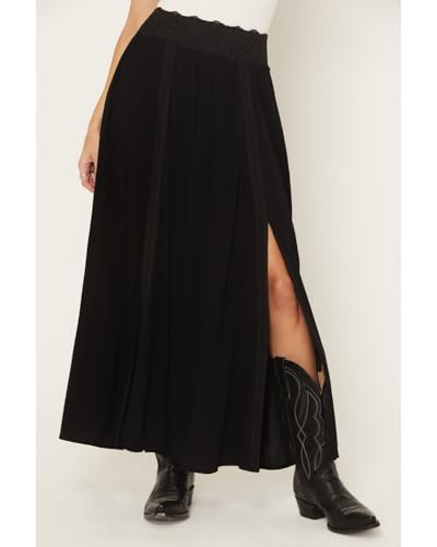 Shyanne Women's Lace Inset Maxi Skirt - SWHO24S87-BLK Black2