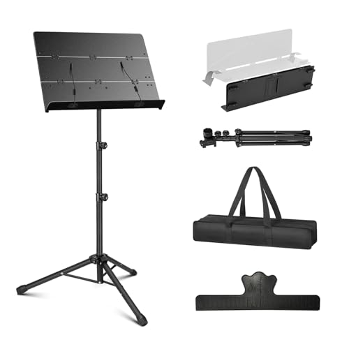 Portable Sheet Music Stand - 2 in 1 Dual-Use Folding Music Stand & Desktop Book Stand with Carrying...