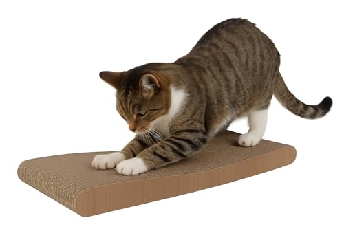 Tiragraffi per gatti – Flamingo Akwa Marrone – 59,5x26x4 cm – con erba gatta – doppio lato – cartone riciclabile