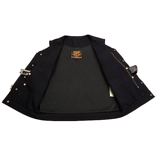 Milwaukee Leather MDM3012 Men's 'Brute' Black Denim Club Style V-Neck Motorcycle Vest w/Dual Closure4