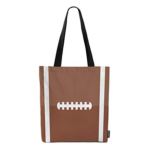 Moslion Rugby Ball Tote Bag American Football Ball Game Sports Canvas Bag Large Shoulder Handbag Reusable Shopping Bags for Women Girls School 15x16 Inch