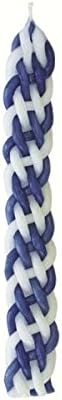 Braided Blue and White Havdalah Candle Flat
