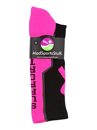 MadSportsStuff Pink Ribbon Breast Cancer Awareness Support Crew Socks for Football Volleyball Boys Girls Men Women Youth3
