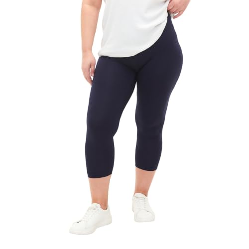 Zizzi Frauen Plus Größe 3/4 Leggings Basic Viskose Größen Gr M Night Sky