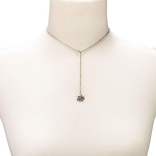 Trachten Y-Necklace Rhinestone Edelweiss (antique silver-coloured) | Traditional German Pendant Necklace for Women | Original Bavarian Jewelry for Dirndl Costume Dress & Oktoberfest4