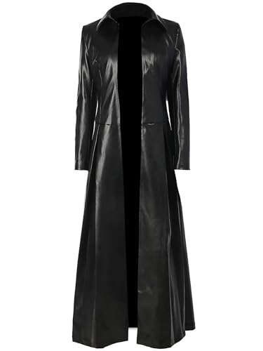Women's Classic Black Genuine Leather Underworld Cosplay Long Trench Coat
