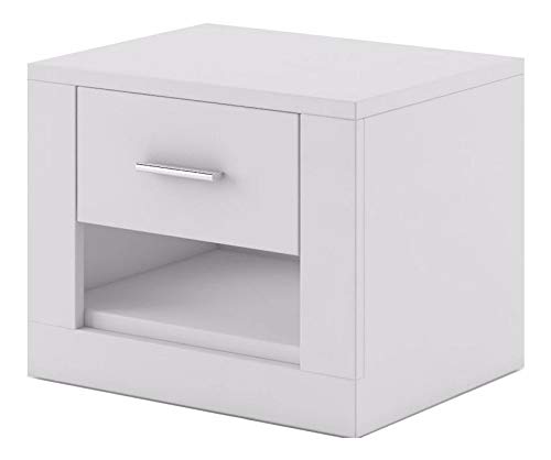Modern Bedroom Bedside Cabinet ARTI in Black/Grey/White/Oak Shetland sold by Arthauss (White Bedside)