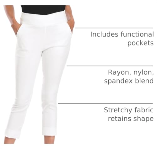 Image of HDE Pull On Capri Pant for Women w /Pockets Elastic Waist Cropped Work Pant