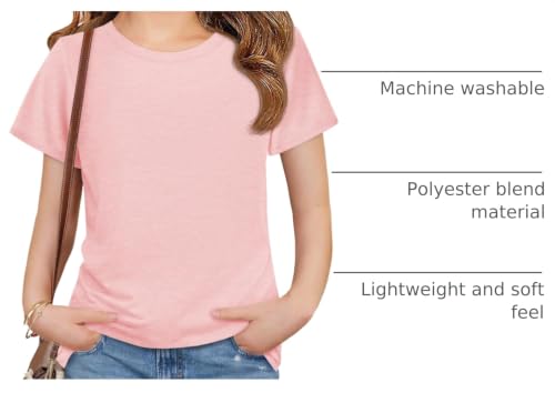 Image of Imily Bela Girls Summer Crewneck T Shirts 5-14 Years | Kids, Casual, Short Sleeve, Loose Basic Tee Tops, Versatile Everyday Wear, Sports, school, party & outdoor activities