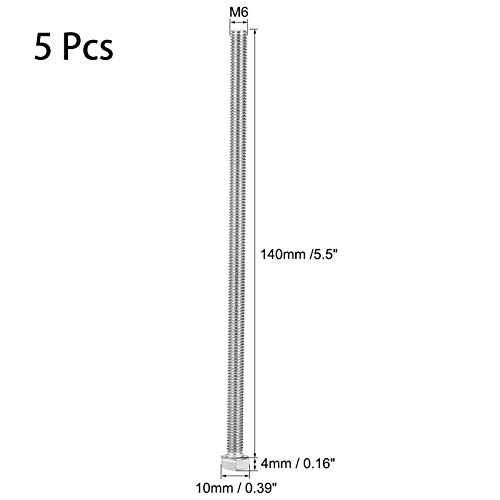 Image of 5 Pcs M6 Hex Bolt M6-1 x 140mm UNC Hex Head Screw Bolts A2-70(304) Stainless Steel Fully Threaded Hex Tap Bolts,Plain Finish,Fully Threaded (M6 x 140mm)