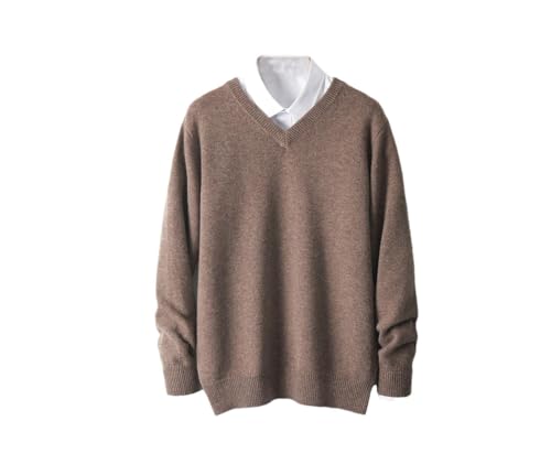 Men's Knitted Top Pullover V Neck Long Sleeved Sweater Solid Color Business Sweater