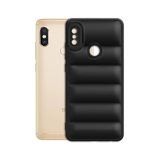 Image of JANAK RAJ Quilted Puffer - Soft Touch Stylish Design Back Case Cover Compatible with Xiaomi Redmi Note 5 Pro | Shockproof Silicone Bumper with Camera Protection - Black