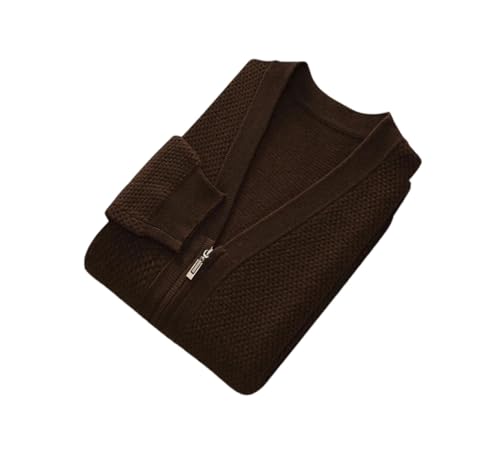Men's Winter V-Neck 100 Percent Merino Wool Knit Zipper Cardigan Sweater