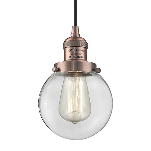 Innovations 201C-AC-G202-6 1 Light Mini Pendant, Antique Copper