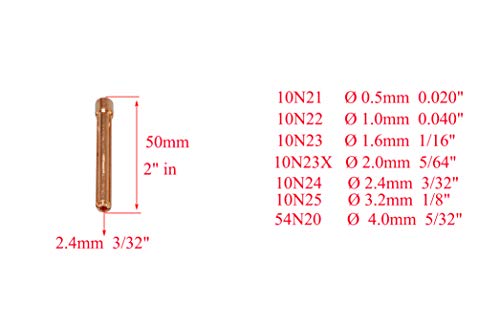 Image of RIVERWELD TIG Welding Collets 10N24 3 /32 inch & 2.4mm Orifice 10pcs | for QQ300 PTA DB SR WP 17 18 26 TIG Welding Torch