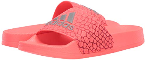 image for adidas Adilette Shower Slides Water Shoe, Signal Pink/Silver Metallic/