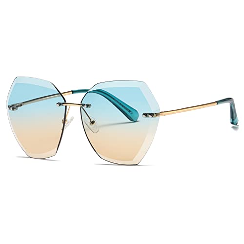 AEVOGUE Sunglasses For Women Oversized Rimless Diamond Cutting Lens Sun Glasses AE0534