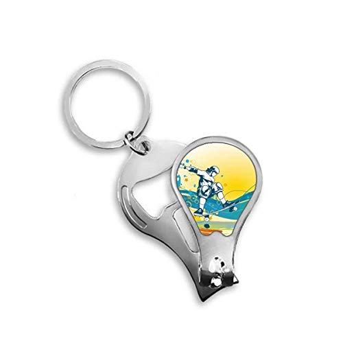 Sport Skateboard Colorful Illustration Fingernail Clipper Cutter Opener Key Chain Scissor