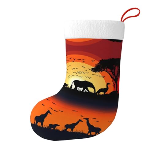 Calcetines decorativos de Navidad con silueta de animales de puesta de sol (diseño de doble cara), bolsa de regalo adecuada para decoración familiar de vacaciones, color negro, talla única más alta