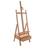 U.S. Art Supply Nantucket Extra Large Wooden H-Frame Studio Easel with Artist Storage Drawer and Shelf - Mast Adjustable to 86' High, Sturdy Beechwood Canvas Holder Stand - Painting, Drawing Sketching