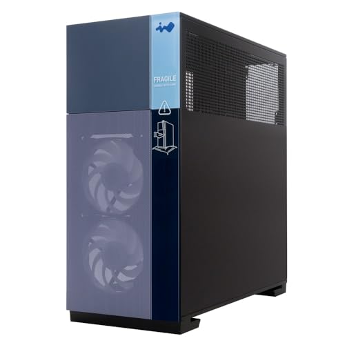 Image of InWin F5 Black E-ATX Full Tower Computer Case with Tempered Glass, Mesh Panels, Customizable Front Bezels, and Offers ATX Back Connect Motherboard Support