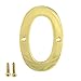 ZW Hardware A200 4 Inch Solid Brass Bright Brass House Number 0