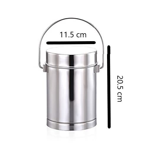 Image of Expresso Stainless Steel 2 in 1 Multipurpose Container Milk Can /Chutney n Sambhar Barni with Handle, Steel Inner Separator Cup Small (DABBA - 1600 ML AND INSIDE CUP - 300 ML)