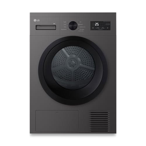 LG RHA1008NDK - Secadora de Ropa 8kg, Bomba de Calor y Carga Frontal, D, Secadora LG Serie 100, 65 dB, Secado por Bomba de calor, LED Display, Ahorra Energía y Tiempo, Color Grafito