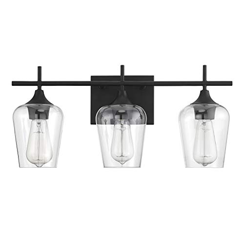 Savoy House 8-4030-3-Bk Octave 3-Light Bathroom Vanity Light In A Black Finish With Clear Glass (21" W X 9" H) #TOP1