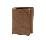 American Bison Trifold Classic Wallet for Men – RFID Blocking Cowhide Leather Wallet (Tan)