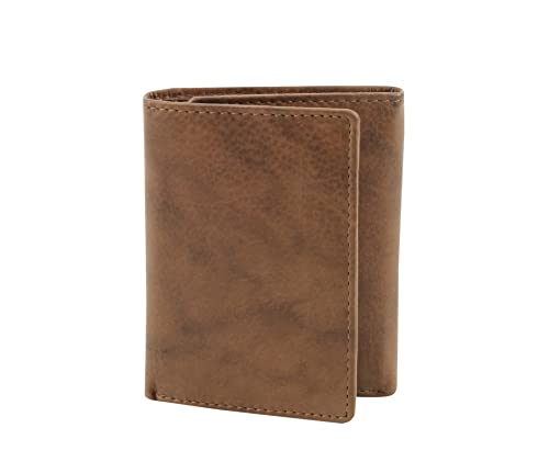 American Bison Trifold Classic Wallet for Men – RFID Blocking Cowhide Leather Wallet (Tan)