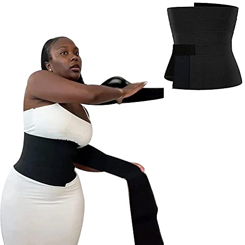 Waist Trainer for Women Tummy Wrap Waist Trimmer Belt Slimming Body Shaper, Plus Size Invisible Wrap Waist Trainer Tape,Women Slimming Tummy Wrap Belt (160) Black