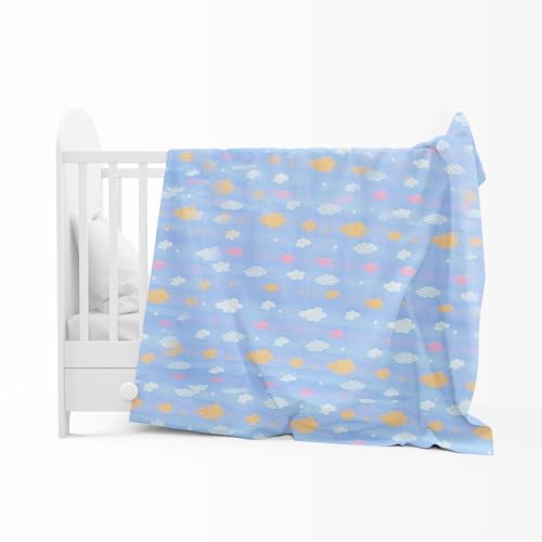 Image of BEMBIKA Baby Essential Multipurpose Blanket for Baby 6 Layer Cotton Gauze Baby Stroller Blanket Baby Swaddle Soft Blanket Bath Towel for Newborn, Infant and Small Kids-1 Pc (Cloud Blue)