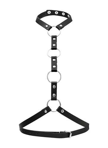 Sacina Black PU Leather Chest Harness, Leather Corset Gothic Punk Belt, Gothic Accessories, Punk Accessories