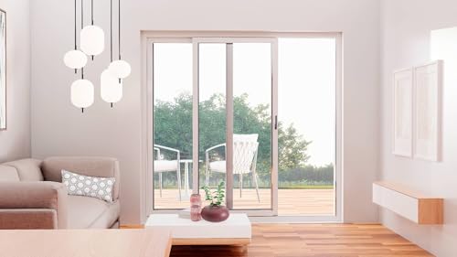 VDOMDOORS Patio Exterior Metal-Plastic Sliding Doors/Patio 8166 White Silk 64' x 80' Left Active...