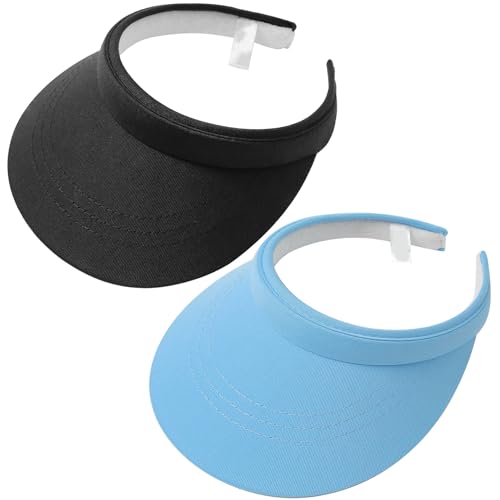 Image of 2 Pack Visor Women Men Sun Hat Clip On Visors Adjustable Sport Wide Brim Cap
