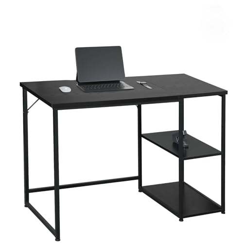 机 pcデスク オフィスデスク パソコンデスク computer desk 勉強机 ゲーミングデスク ワークデスク 家具 table 学習机 収納 100 ラック付きデスク 幅100*奥行48*高さ74cm スチールウッド簡易棚付きデスク