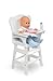 Badger Basket Doll High Chair - White and Rose Wood Design with Padded Seat and Lifting Tray - Fits 14 to 18 Inch Dolls for Pretend Mealtime Play - White/Rose