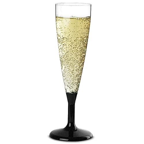Plastic Champagne Flutes Black 4.4oz / 125ml Set of 6 Disposable