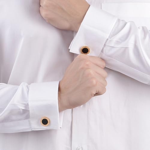 Rose Plated Cufflinks Set, Stylish Business Accessories