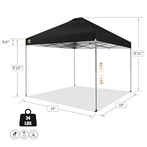 Crownshadesadjustableheightonthefly10x10popupcanopybeachtentwithonepushsetupeasyoutdoorsunshadeforeventspartiescampingoutsideshadewithstongobagblack Urban Country Home Decor Crown shades adjustable height on the fly 10×10 pop up canopy beach tent with one push setup easy outdoor sun shade for events parties camping outside shade with sto n go bag black urban country home decor