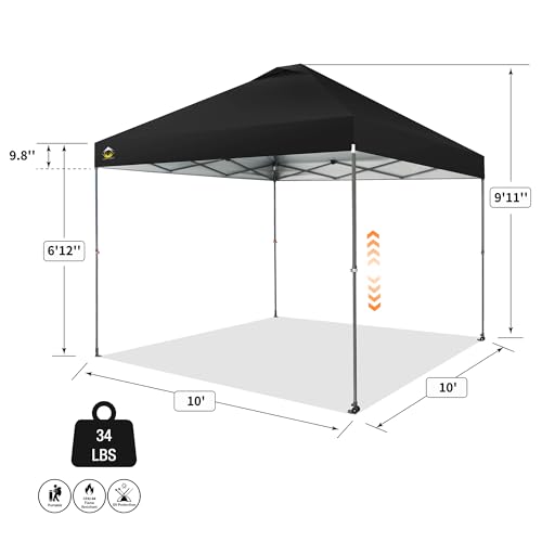 Crownshadesadjustableheightonthefly10x10popupcanopybeachtentwithonepushsetupeasyoutdoorsunshadeforeventspartiescampingoutsideshadewithstongobagblack Urban Country Home Decor Crown shades adjustable height on the fly 10×10 pop up canopy beach tent with one push setup easy outdoor sun shade for events parties camping outside shade with sto n go bag black urban country home decor