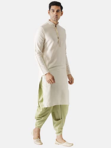 Image of KISAH Men's Navy Blue Printed Cotton Kurta - Regular Fit Long Tunic with Mandarin Collar | Ethnic Wear for Weddings & Festive Occasions
