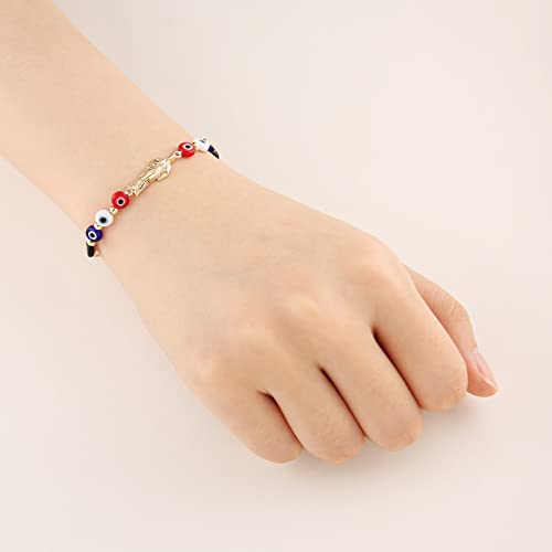 Hzman Evil Eye Bracelet For Women Men 14K Gold Plated St. Jude Retro Evil Eye Beads Luck Protection Stretch Bracelet Jewelry Gift #TOP2