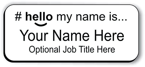Image of Hello My Name is Identification Badge, Choice of 12 Colours and Text, Durable Laser Engraved Acrylic Nurse Doctor Care Assistant Student (White/Black)