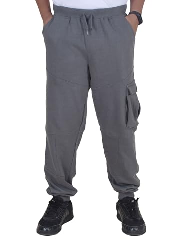 Image of KiddoPanti Boys Solid Fleece Cargo Track Pants | Cotton Poly Fleece Fabric | Ankle Length Jogger | 2 Cargo Pocket,1 Side Pocket | Elastic Waist & Drawcord | Jogger Track Pants